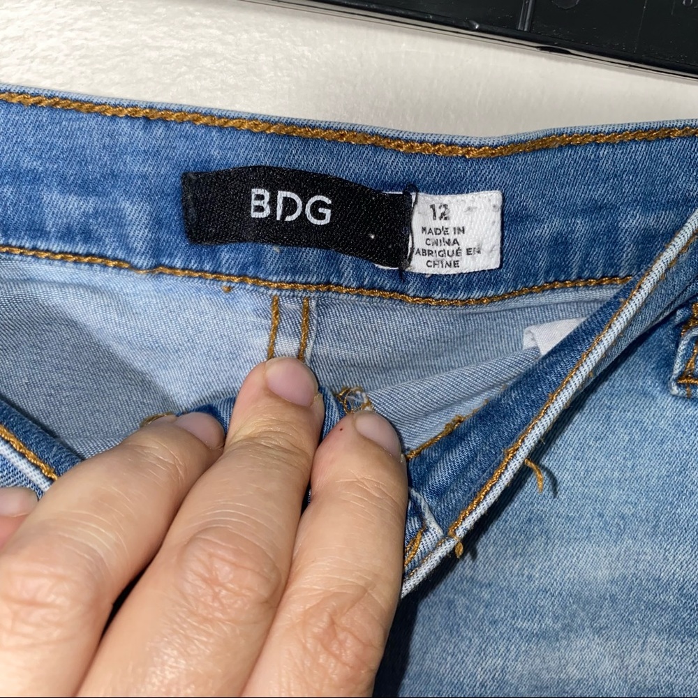 BDG Denim Mini Skirt Size 12 frayed hem - Picture 2 of 4